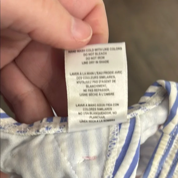 Seersucker Blue and White Stripe Ruffle Butts Bikini - Picture 4 of 4